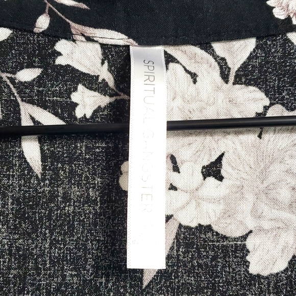 Spiritual Gangster | Gypsy Boho Cottagecore Maya Black Floral Kimono Duster - Picture 3 of 11